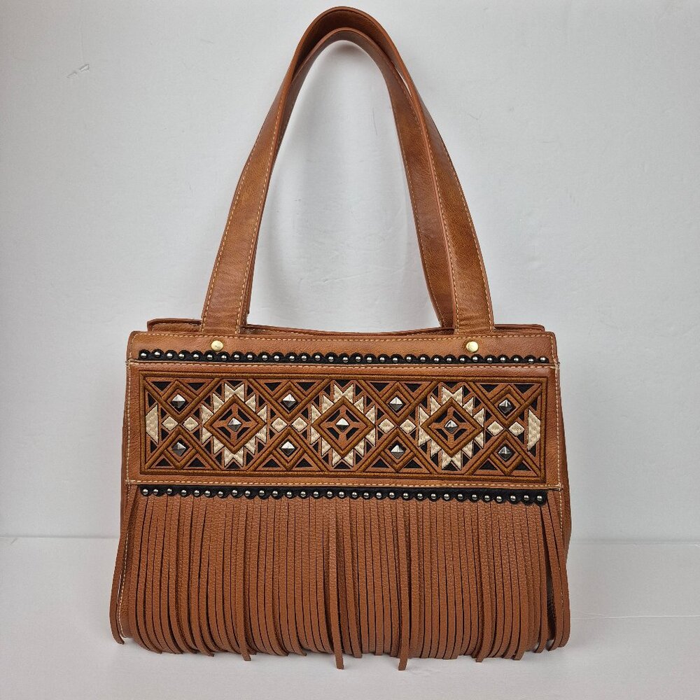 Montana West American Bling Collection Fringe Studded Western Shoulder Bag